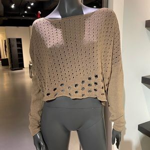 Sarah Pacini tobacco colored, cropped knit sweater